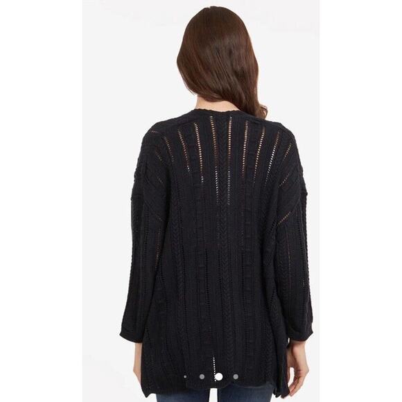 Cotton by Autumn Cashmere Open Pointelle Duster Black Size Large NEW With Tags - Picture 12 of 14